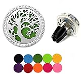 Car Essential Oil Diffuser Vent Clip with 10 Refill Pads,Horsky Car Air Vent Aromatherapy Fragrance Perfume Air Freshener Locket with Glass Diamonds 4 Stainless Steel Feet-Tree of Live (Tree of Live)