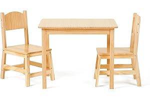 OOOK Solid Wooden Toddler Table and Chair Set, Stable and Sturdy, Easy to Clean Material, Kids Table and Chairs for Livingroom, Daycare, Classroom, Playroom