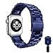 VIPPLUS Compatible for Apple Watch Band 38mm/40mm Stainless Steel Strap Bracelets Wristband with Durable Folding Metal Clasp for Apple Watch Series 4/3/2/1 Blue