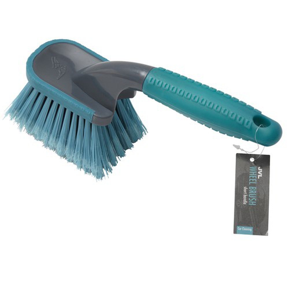 JVL Car Care Cleaning Range Wheel Brush, Short, Grey And Teal, Plastic And Rubber, Teal/Grey, 27 x 6.5 x 10 cm