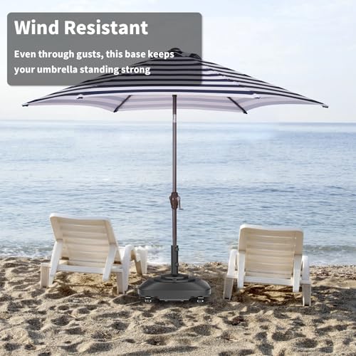 PGGP Patio Umbrella Base Heavy Duty with Wheels, Max 100lb Fillable Umbrella Stand Mobile Square Market Stand, Windproof Outdoor Umbrella Holder for Deck, Poolside, Lawn, Fits Muti Sized Umbrellas