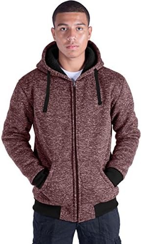 Erin Garments Big &amp; Tall Oversized Heavyweight Sherpa Lined Fleece Hoodie Sweatshirts For Men Winter Zip Long Sleeve Jacket (3XL, Red)