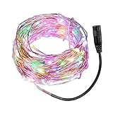 Top-Longer Micro LED 20 Super Bright Color Lights Battery Operated on 6 Ft Long Silver Color Ultra Thin String Wire-2 Sets (Multi-colored)