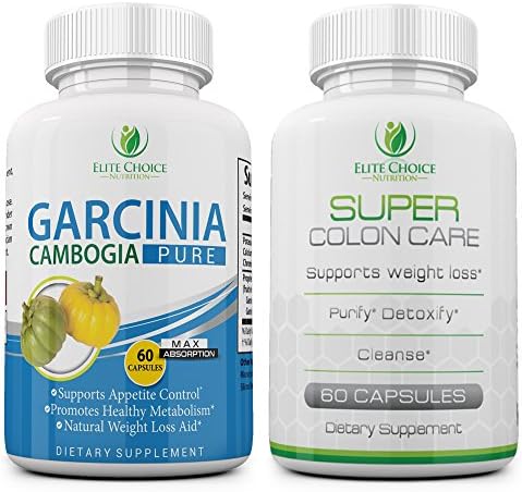 Garcinia Cambogia &amp; Super Detox Supplement Bundle - Best Weight Loss &amp; Detox Pills - Burn Fat and Loose Weight Faster