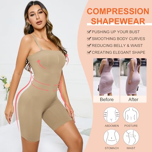 ACPLK STRAPLESS SHAPEWEAR BODYSUIT FOR WOMEN TUMMY CONTROL SHAPEWEAR SEAMLESS FULL BODY SHAPER