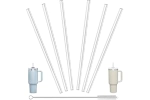 VGHNQ Straws for Stanley 30 oz Cup, Replacement Straw Compatible with Stanley Tumbler Straws, 6 Reusable Straws with 1 Cleaning Brush, Tritan, Clear