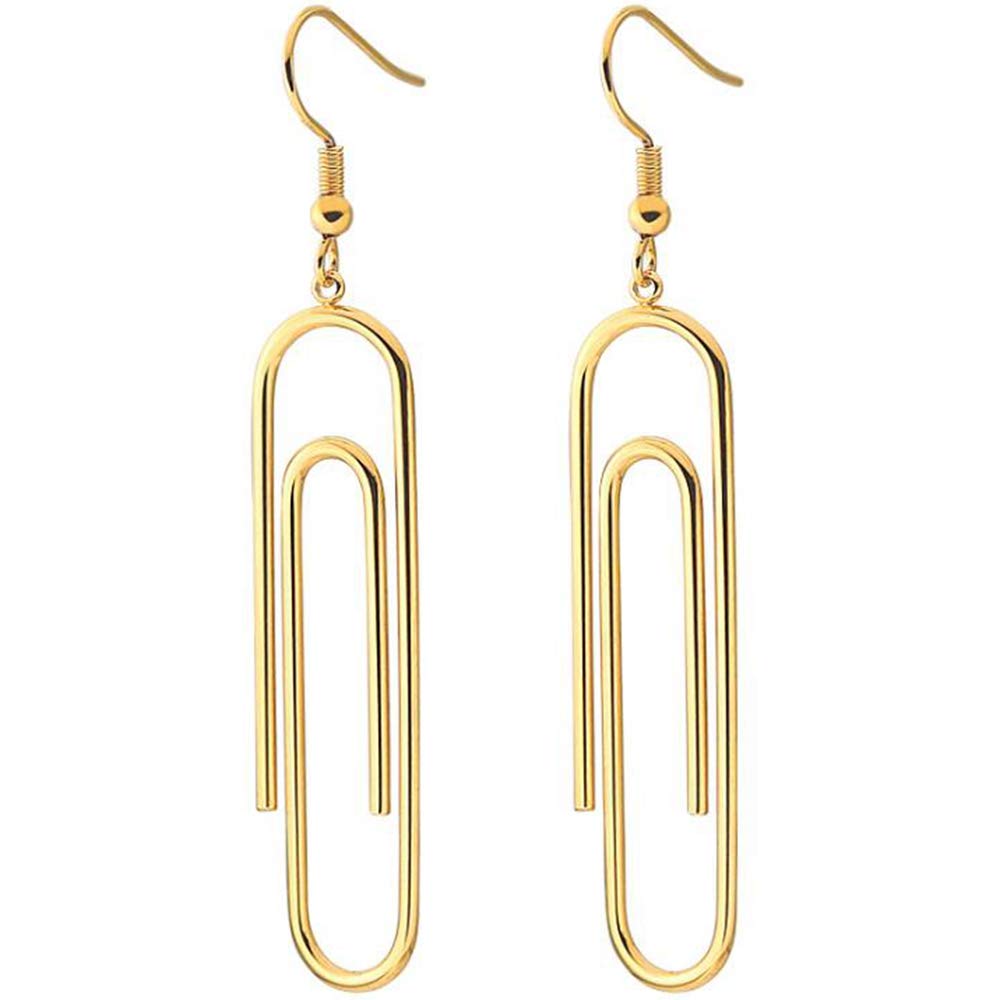 Stainless Steel Paper Clip Style Party Statement Dangle Earrings