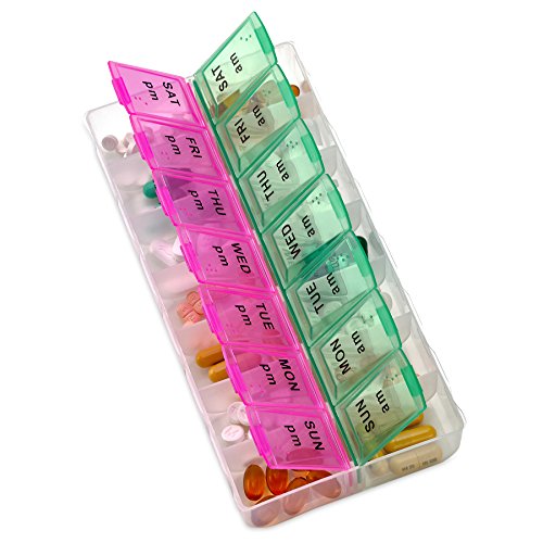 MEDca Weekly Pill Organizer, Twice-a-Day, 1 Pill Organizer New Attractive Coloring