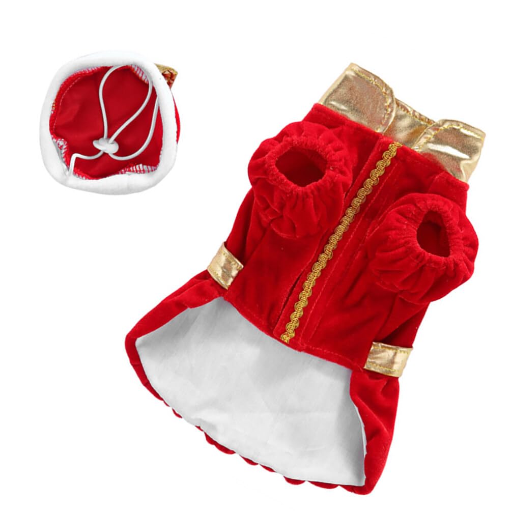 Dog Halloween Costume - Sweater with Crown Hat Pet Cosplay Clothes for Small Medium Dogs Cats Red