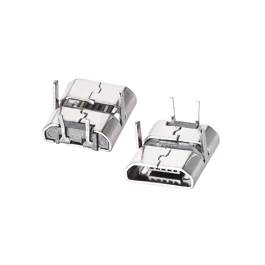 sourcing map 10PCS Micro USB Female Socket Connector Jack Port, 2-Pin DIP 90 Degree, Replacement Adapter