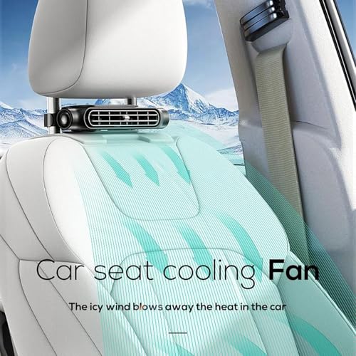 Car Seat Fan for Backseat for Kids, Mini Portable Battery Operated Back Seat Baby Quiet Headrest Neck Cooling AC Fan with 3 Adjustable Wind Speeds for All Cars Vehicle RV Truck