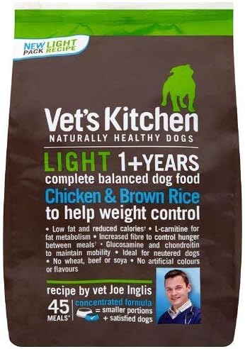 Vet's Kitchen Dry Dog Food Adult Chicken & Brown Rice Healthy Weight 3kg, clear, 3 kg (Pack of 1)