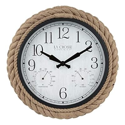 UKN Clock 14" in/Outdoor Rope Quartz Wall Brown Cabin Lodge Round Metal 51GTAZjU1YL. SS400