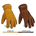 OZERO Work Gloves Winter Insulated Snow Cold Proof Leather Glove Thick Thermal Imitation Lambswool - Extra Grip Flexible Warm for Working in Cold Weather for Men and Women (Brown,X-Large)