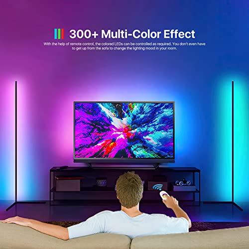THY-HOM RGB Lamp, Corner Floor Lamp Mood Lighting, Standing LED Corner Color Lamp with Remote Control 56’’ Dimmable LED Light for Living Room, Bedroom, Gaming Room, Party