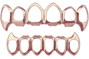 Psivika Open Face Grills 6 Teeth Grillz Top and Bottom Set Hip Hop for Your Teeth