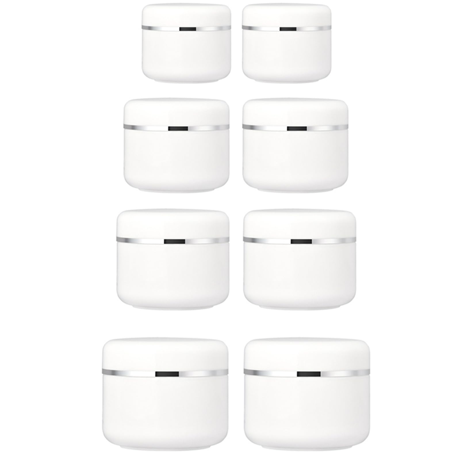 Jarsense Sample Pots for Cosmetics, 6pcs Plastic Cosmetic Jars with Lid, 20/30/50 Gram Cosmetic Container Refillable Travel Pots Mini Portable Small Pots for Face Creams, Sample - White