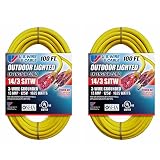 US Wire and Cable 100 Foot Lighted Extension Cord (2-Pack)