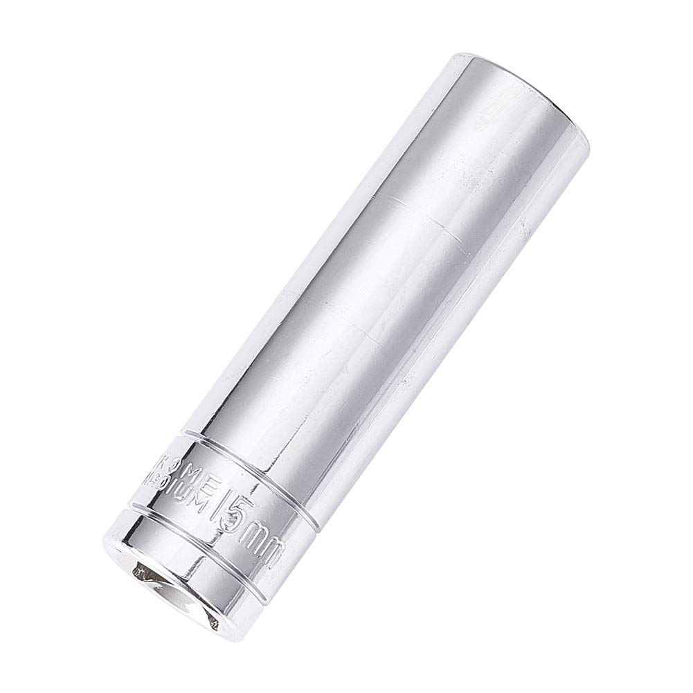Utoolmart Extra Long 1/2-inch Drive 15mm 6 Point Torx Deep Socket Mirror Chrome Vanadium Steel 78mm Length Axle Nut Hex Socket Hexagonal Plum Sleeve for DIY Hand-Making Automotive Repairs 1pcs