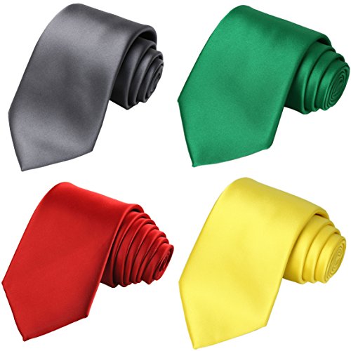 KissTies 4PCS Christmas Colored Ties for Men Mens Holiday Tie + Magnetic Box