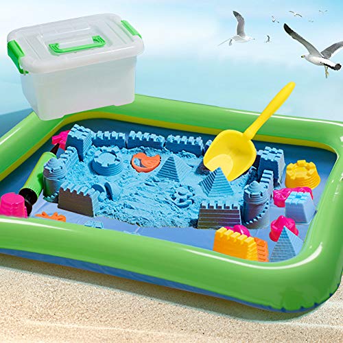 3 otters Play Sand and Sand Molds Kit, 4 Lbs Magic Sand Play Sand Beach Mold Kit Play Sand Set with 45 Pcs Sand Molds and 1 Sand Tray
