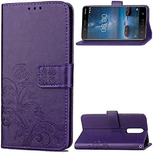 Nokia8 Stand Case, Portable Foldable Grass Flip Useful Devise Cards Slots Cover, LICHE Scratch Protect Slim Thin Wallet Phone Light Case for Nokia 8 Purple