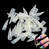 enForten 500Pcs Natural Long Sharp Stiletto Fake Nail Tips False Nail Art Tips Manicure Acrylic Salon