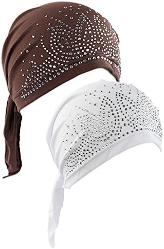 2 Pack Women's Scarf Pre Tied Chemo Hat Beanie Turban Headwear for Cancer Patients