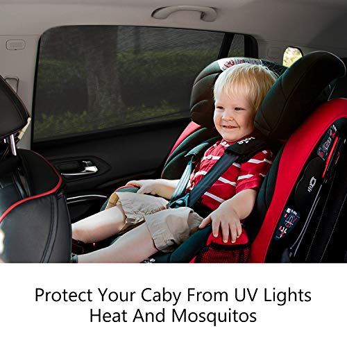 BOYISEN Car Side Window Sun Shade Front and Back, Breathable Mesh Sun Shield with UV Rays Protection Mosquito Prevention Fit for Small Cars(4 Pack) - Thumbnail 3