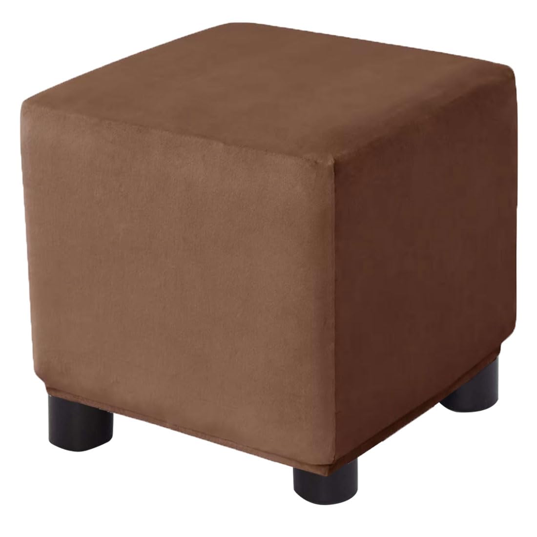 Photo 1 of Bifaunvogel Ottoman Cover Square Velvet Storage Ottoman Slipcovers Thick Stretch Footrest Foot Stool Covers Protector with Elastic Band(Small-Coffee)