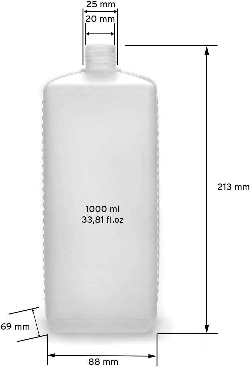Octopus 5 x 1000ml HDPE Plastic Bottles with White Screw Caps, Heavy Duty Square Storage Containers with 5 Adhesive Labels - Image 5