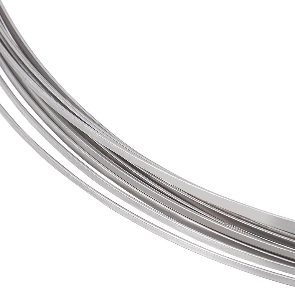 BENECREAT 25 Gauge 0.5mm Stainless Steel Flat Wire, 7m/23 Feet 1.6mm Wide Metal Craft Wire, Bendable Steel Wire for Jewellery Making, Resin Bezel Frame, Floral Arrangements