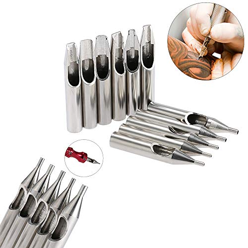 Tattoo Tips Stainless Steel Grip - BoChang 22Pcs Tattoo Stainless Steel Tip Kit with 3Pcs Mixed Tattoo Machine Tubes Handle Grips Tattoo Tip Kits Assorted Round/Flat/Diamond Tip RT FT DT for Tattooing - Thumbnail 3