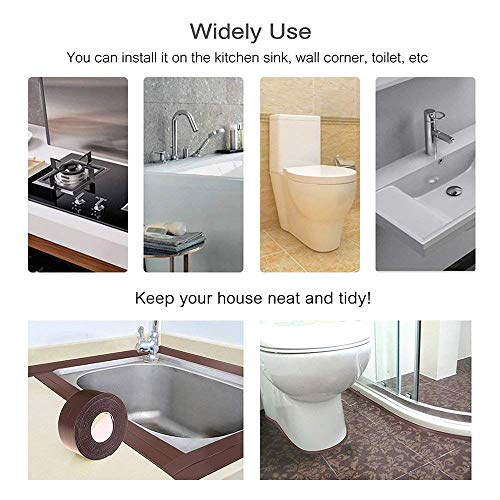 Bathtub Wall Caulk Strip PE Self Adhesive Waterproof Sealing Tape Strip Caulk Sealer Decorative Trim for Kitchen Bathroom Shower Toilet Wall Corner 38mm3.2m (Beige) - Thumbnail 4