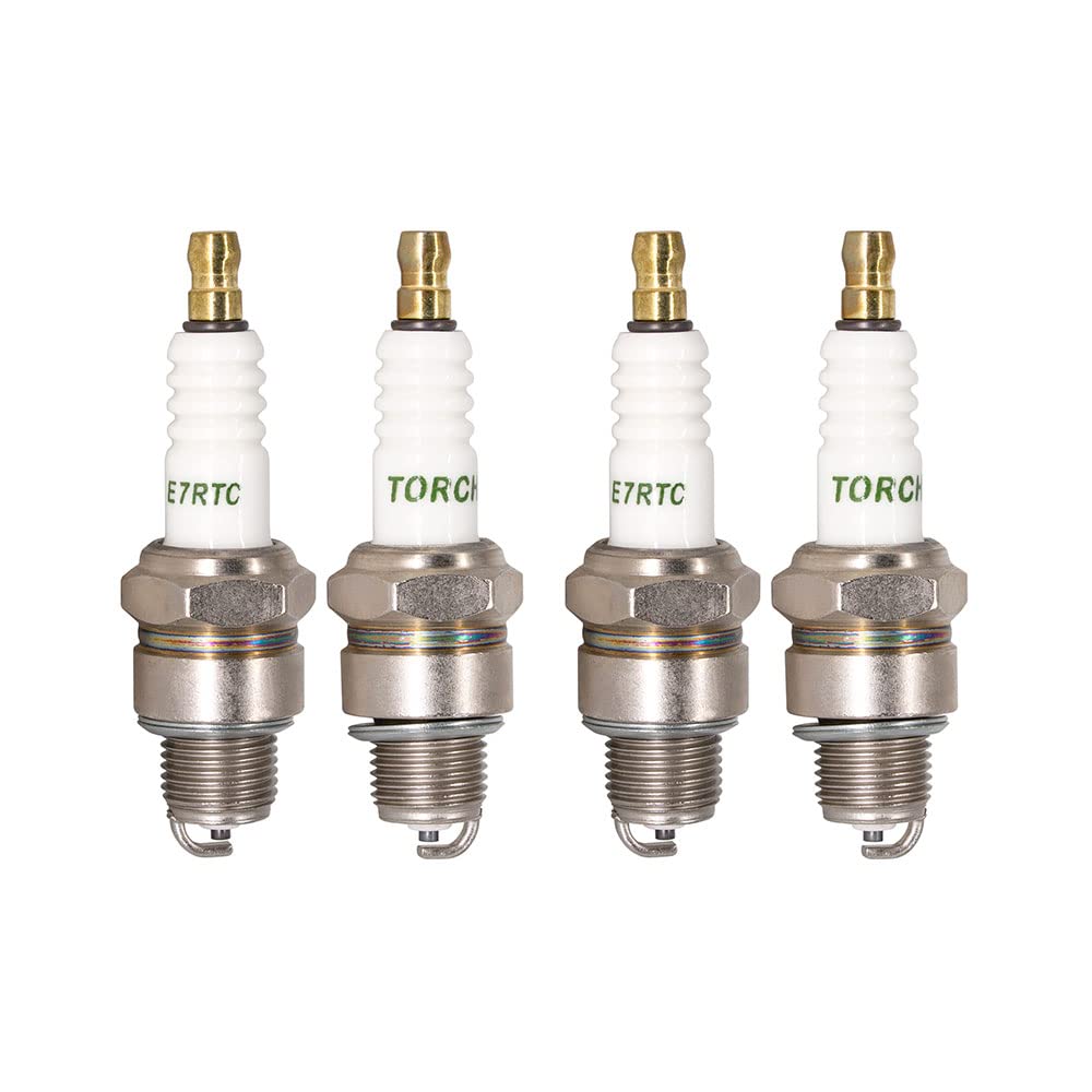 Photo 1 of PK4 TORCH E7RTC Spark Plug Replace for NGK 7022 BPR6HS 6422 BPR7HS Spark Plug, for Toro 121-4199, for CHAMPION RL82YC QL82YC Spark Plug, for DENSO W22FPR-U Spark Plug, for BOSCH W225T7 WR6BC WR5BC,OEM