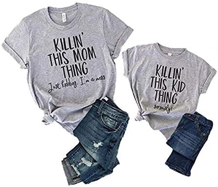 Mommy and Me Matching Letter Print T Shirt Family Matching Short Sleeve Casual Tee Blouse