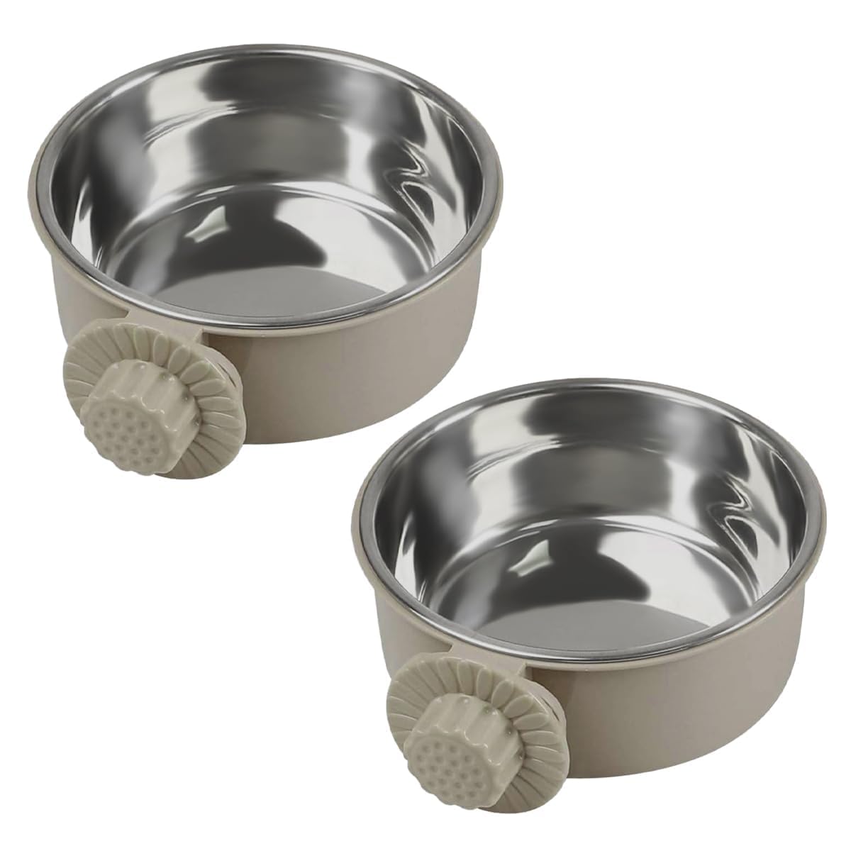 Photo 1 of 2Pcs Pets Lightweight Stainless Steel Bowl,Removable Stainless Steel Pet Hanging Food Water Feeder Bowl Cage Coop Cup for Puppy Medium Dog Cat Rabbit Ferret Bird Gunea Pigs (Gray, S)