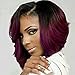AISI Synthetic Hair Wig Short Straight Bob Wig for Woman Ombre Color Black With Red + a free wig cap