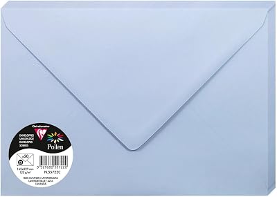 Clairefontaine 55722C Pack 20 Gummed Envelopes C5 16.2x22.9cm 120g Lavender Blue