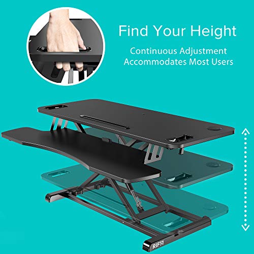 RIF6 Adjustable Height Standing Desk Converter 37.2 Inch Wide Laptop