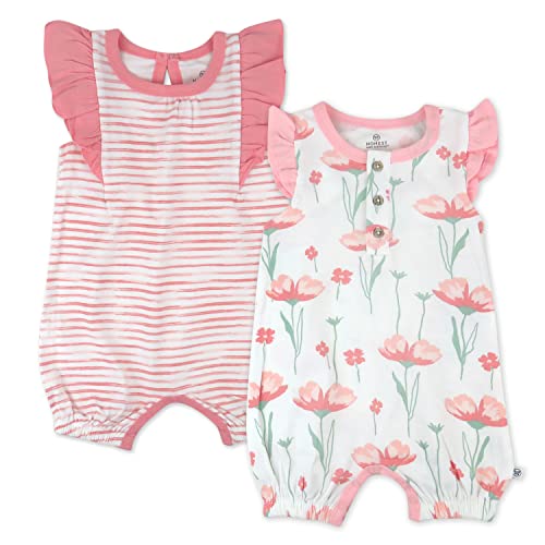 HonestBaby Multipack Short Romper Sets and Dresses 100% Organic Cotton for Infant Baby, Toddler