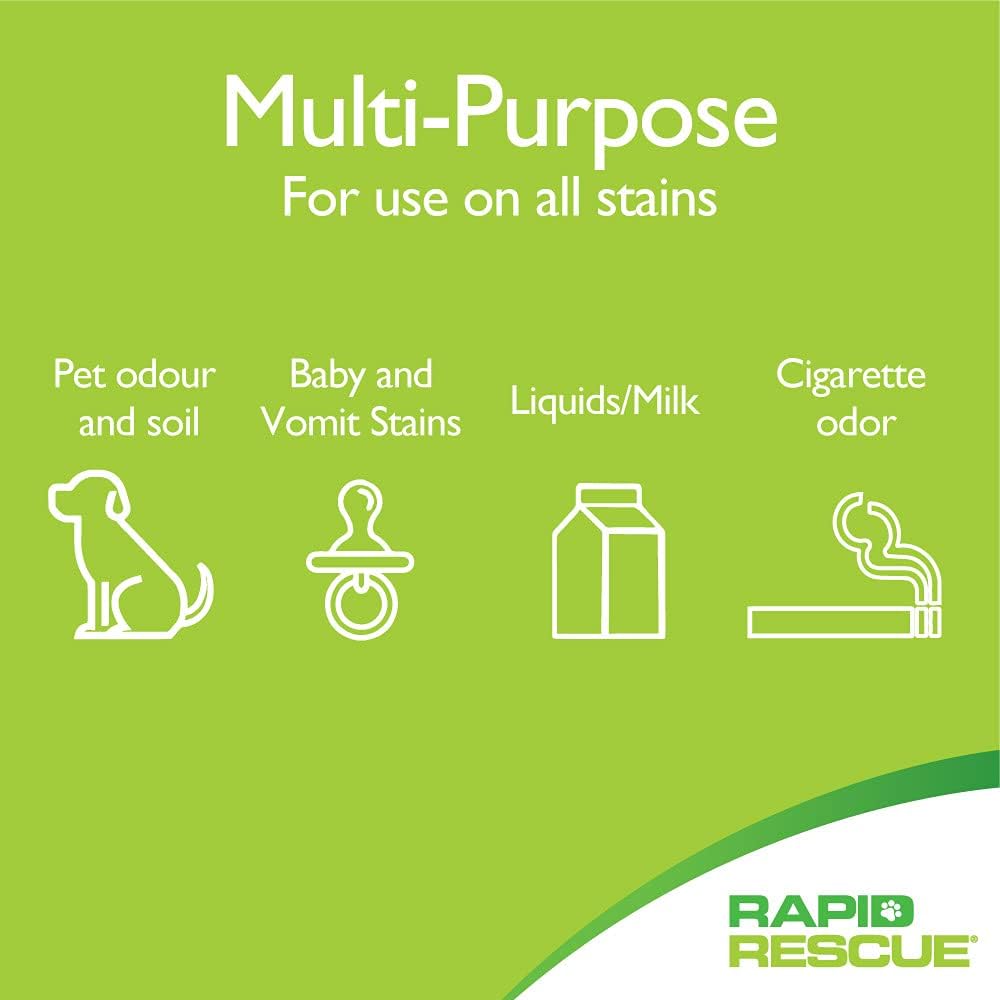 Rapid Rescue | Pet Odor Eliminator Urine Smell Remover | Natural Microbe Enzymatic Green Solution Fast-Acting on Cat & Dog Stains on Carpets, Wood Floors, Cars, Rugs (1pk): Health & Personal Care