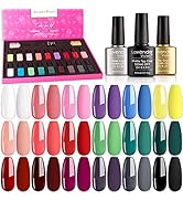 Lavender Violets Soak-off UV Gel Nail Polish Kit with Base Top Gel 18 Colors Nail Gel for Home Na...