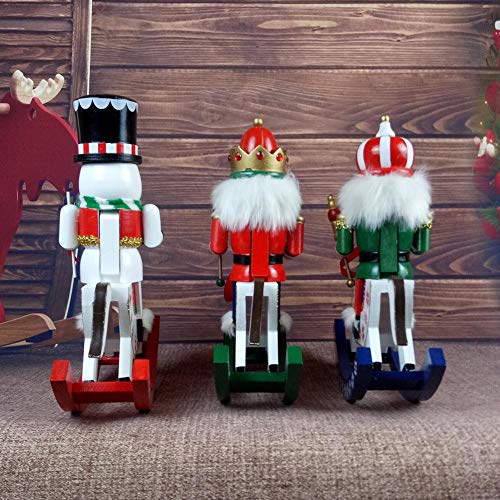12 inch Wooden Nutcracker Rocking Horse,Decorative Christmas Nutcracker Crafts Ornaments Shelf or Table Decor - Thumbnail 6