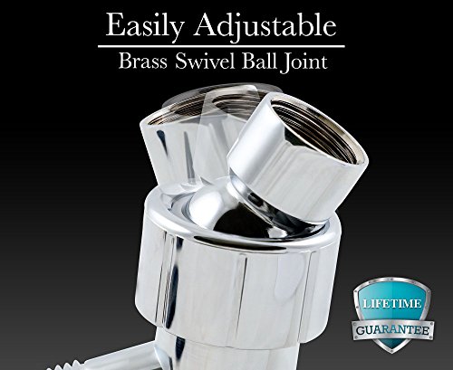 ShowerMaxx | Shower Head Holder in Polished Chrome Finish | Mount for Handheld Showerheads | Arm Bracket with Swivel Ball Connector | Adjustable Universal 1/2 in Male Female Shower Heads Wall Mount - Thumbnail 2
