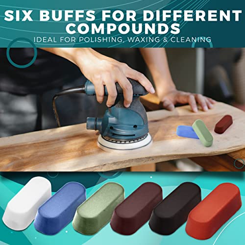 6 Piece Polishing Compound Cutting & Buffing Compound 1 Oz Kit Includes Black Emery, Brown