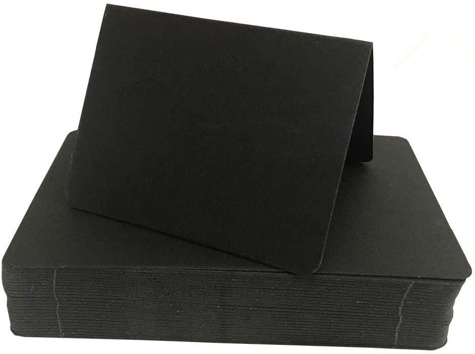 AIMTOHOME Best Paper Greetings Pack of 50pcs Cards - Blank Tent Table Place Cards- Perfect for Weddings, Folded Seat Assignment Setting Label,Banquet Party Event, 3.5x 2.7 Inch（Black)