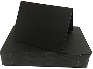 AIMTOHOME Best Paper Greetings Pack of 50pcs Cards - Blank Tent Table Place Cards- Perfect for Weddings, Folded Seat Assignment Setting Label,Banquet Party Event, 3.5x 2.7 Inch（Black)