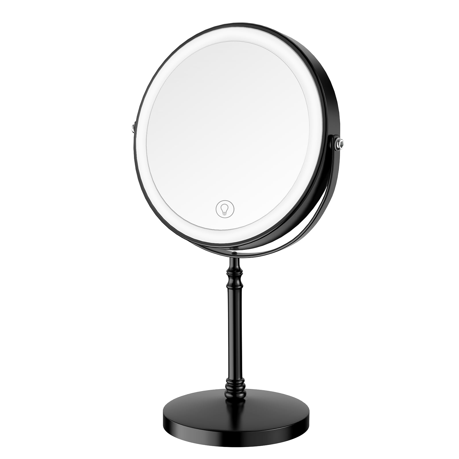 Photo 1 of DEIOVWXS Makeup Mirror, 3000mAh Rechargeable Double-Sided Magnifying Vanity Mirror with 3 Colors, 1X/10X, 360° Rotation, Adjustable Brightness, Gifts for Mom, Women,Wife, Girls, Dorm Room Essential
