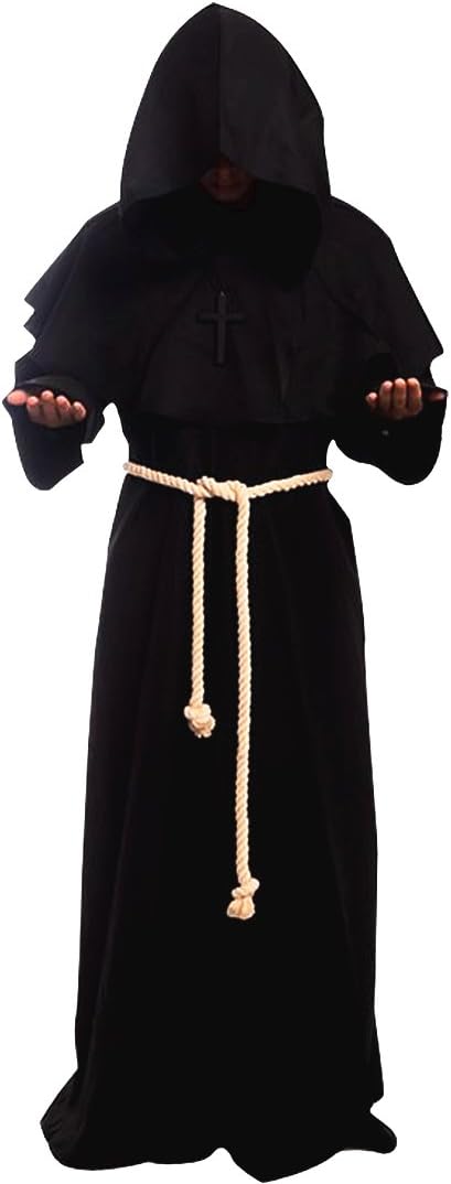 Cos2be Medieval Priest Monk Robe-Hooded Cap Cloak